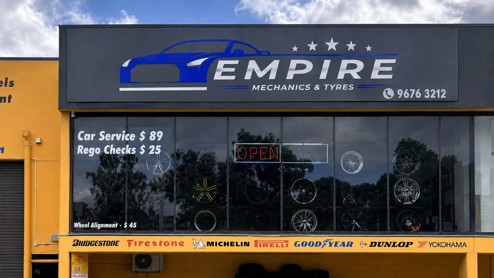 Empire Mechanics and Tyres workshop signage